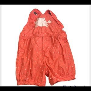 Carter’s ( just for you)  baby girl orange floral short overalls size 18 months